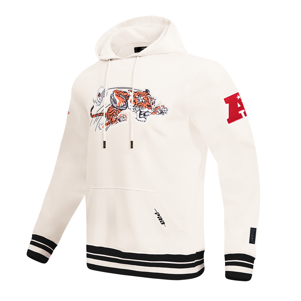 NFL CINCINNATI BENGALS RETRO CLASSIC MEN'S PULLOVER HOODIE (EGGSHELL/ BLACK)