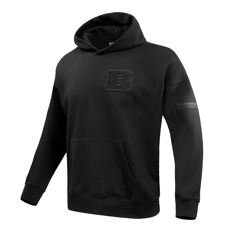 NFL CINCINNATI BENGALS NEUTRAL DROP SHOULDER MEN'S PULLOVER HOODIE (BLACK)