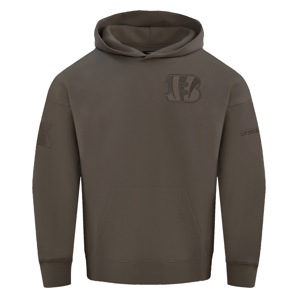 NFL CINCINNATI BENGALS NEUTRAL CHANDAIL À CAPUCHON À ÉPAULES TOMBANTES POUR HOMME (TAUPE FONCÉ)