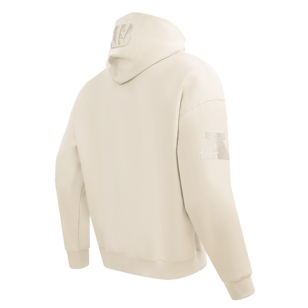 NFL CINCINNATI BENGALS NEUTRAL DROP SHOULDER FLEECE PULLOVER HOODIE (EGGSHELL)