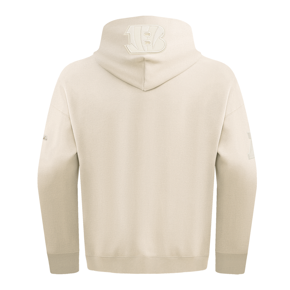 NFL CINCINNATI BENGALS NEUTRAL DROP SHOULDER FLEECE PULLOVER HOODIE (EGGSHELL)