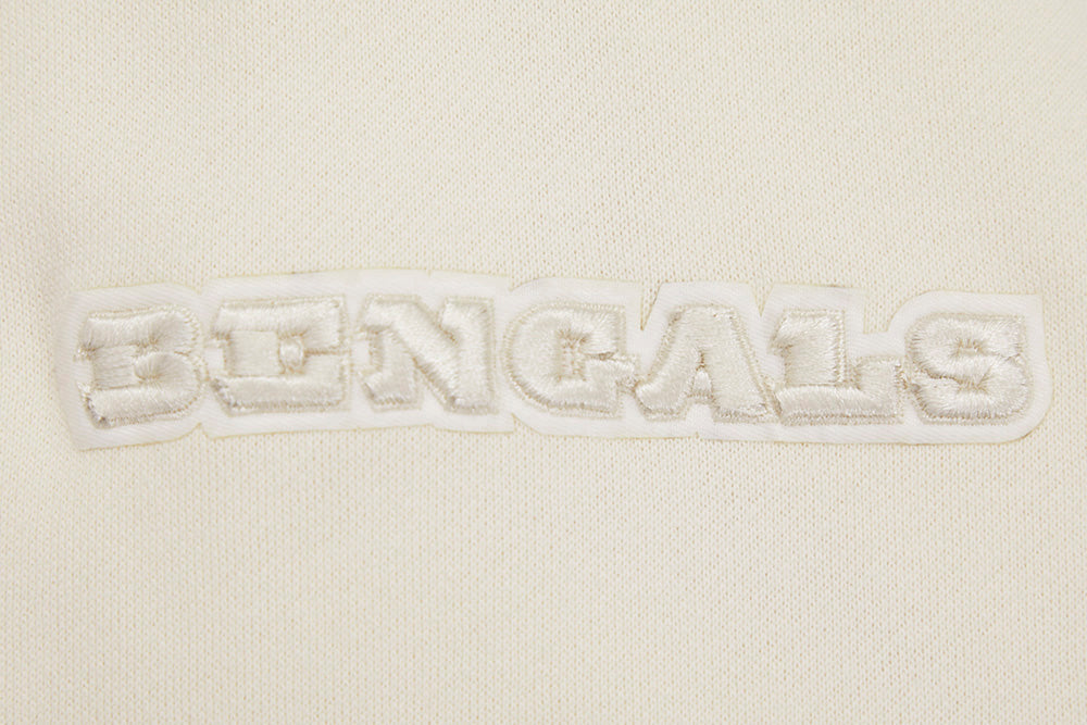 NFL CINCINNATI BENGALS NEUTRAL DROP SHOULDER FLEECE PULLOVER HOODIE (EGGSHELL)