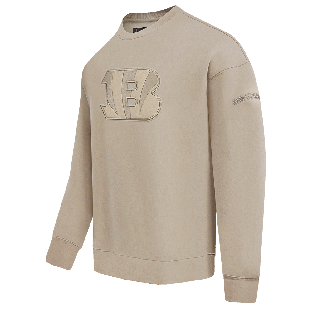 NFL CINCINNATI BENGALS NEUTRAL DROP SHOULDER FLEECE CREWNECK (TAUPE)