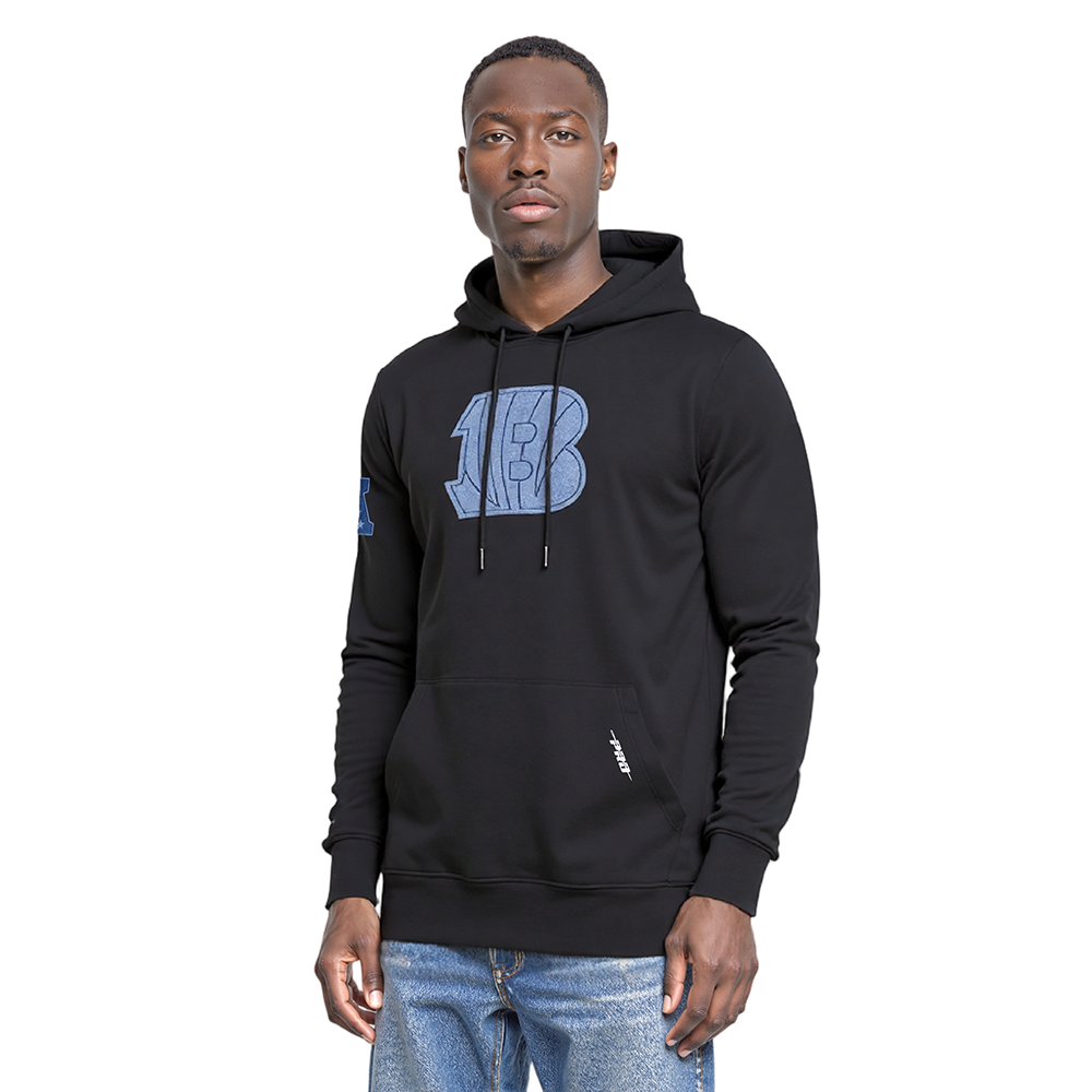 NFL CINCINNATI BENGALS VARSITY BLUES CHANDAIL À CAPUCHON EN MOLLETON POUR HOMME (NOIR)