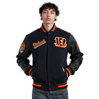NFL CINCINNATI BENGALS SCRIPT TAIL BLOUSON COLLÉGIAL POUR HOMME (NOIR/ORANGE)