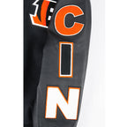 NFL CINCINNATI BENGALS SCRIPT TAIL BLOUSON COLLÉGIAL POUR HOMME (NOIR/ORANGE)