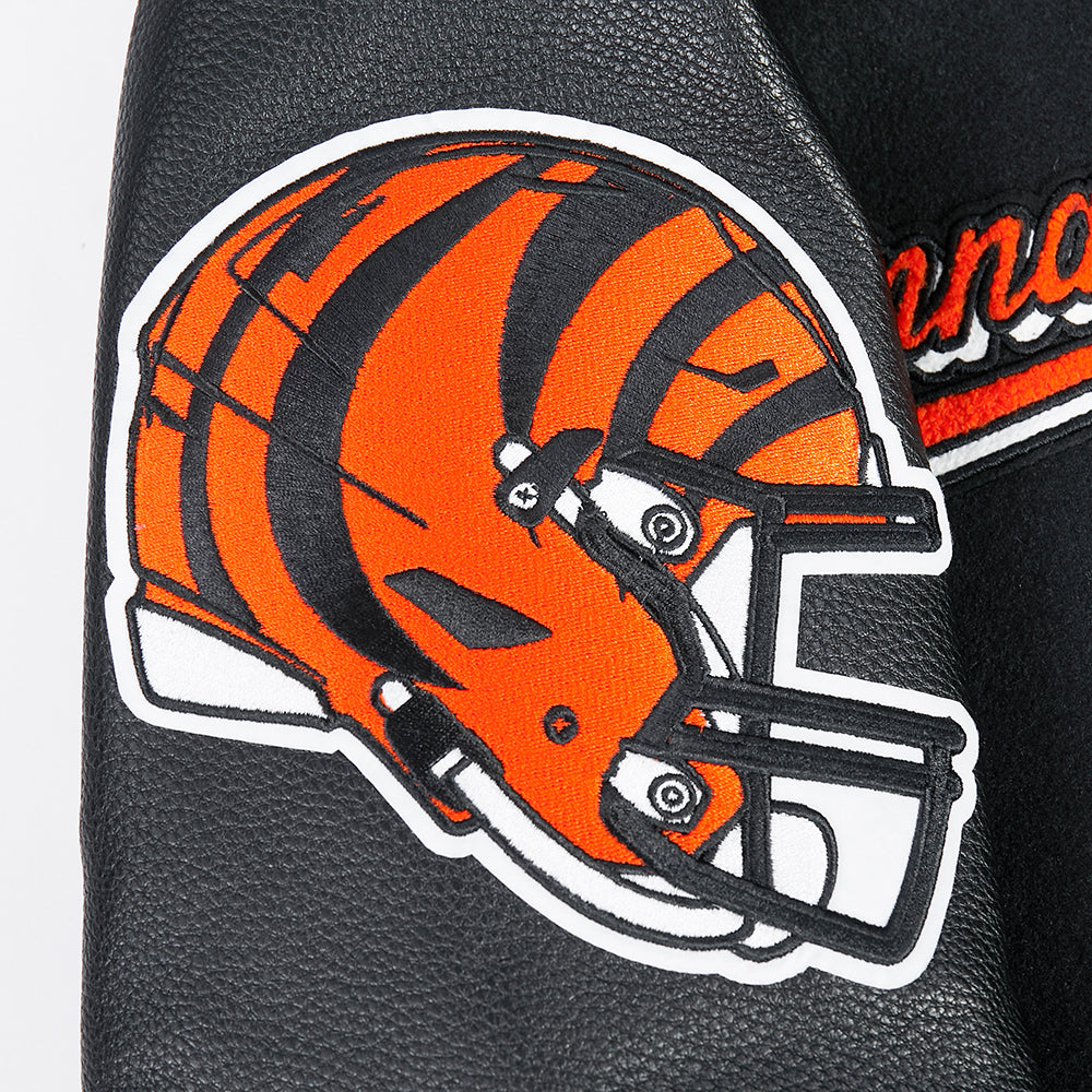 NFL CINCINNATI BENGALS SCRIPT TAIL BLOUSON COLLÉGIAL POUR HOMME (NOIR/ORANGE)