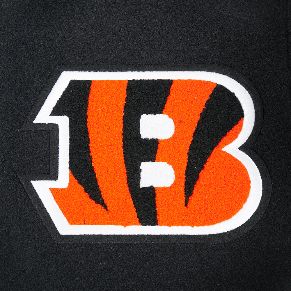NFL CINCINNATI BENGALS SCRIPT TAIL BLOUSON COLLÉGIAL POUR HOMME (NOIR/ORANGE)