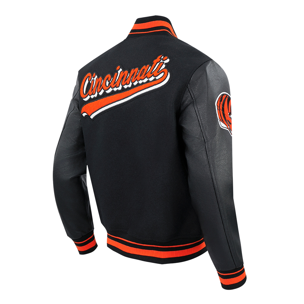 NFL CINCINNATI BENGALS SCRIPT TAIL BLOUSON COLLÉGIAL POUR HOMME (NOIR/ORANGE)