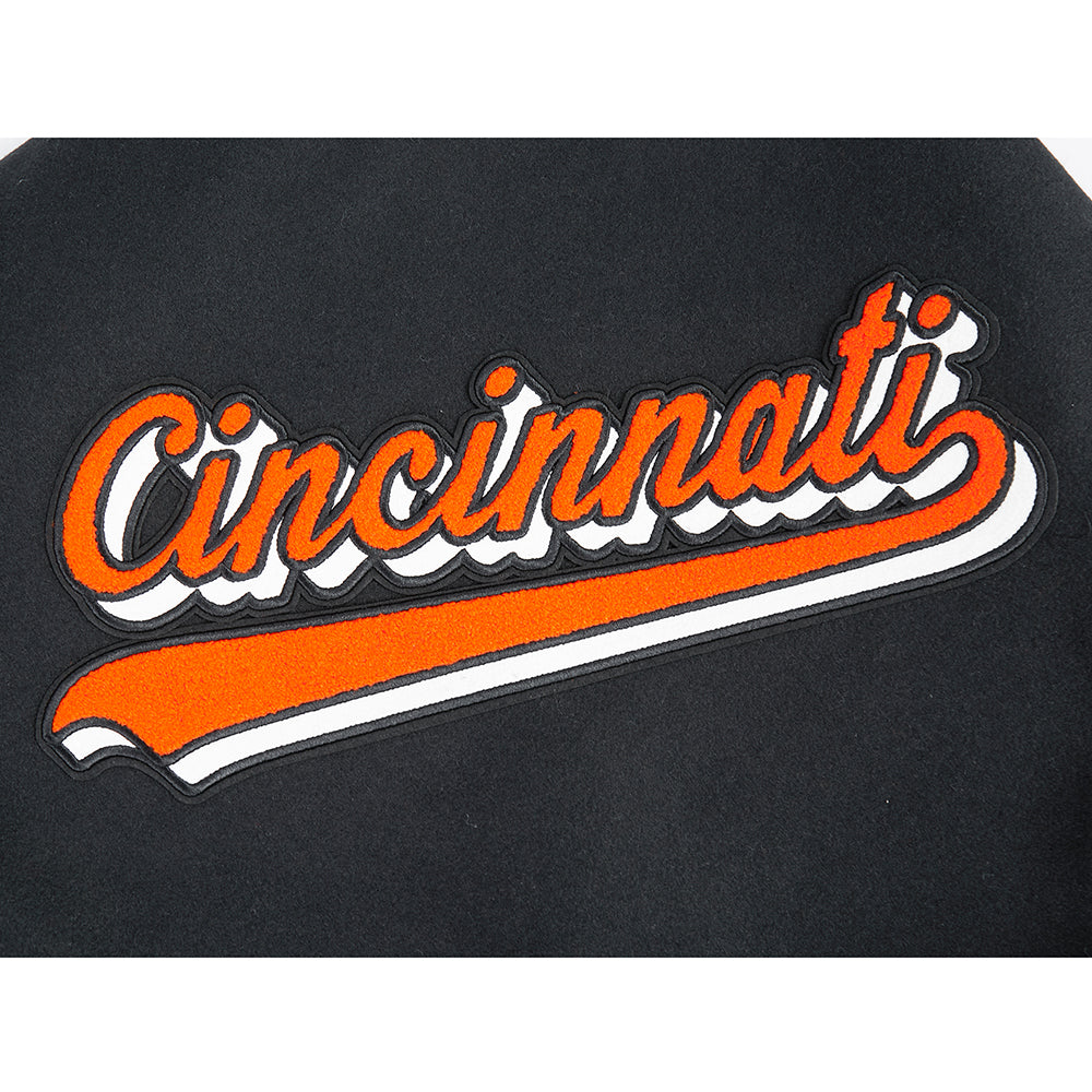 NFL CINCINNATI BENGALS SCRIPT TAIL BLOUSON COLLÉGIAL POUR HOMME (NOIR/ORANGE)