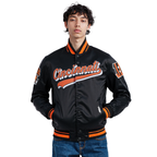 NFL CINCINNATI BENGALS SCRIPT TAIL MEN'S SATIN JACKET (BLACK/ORANGE)