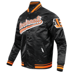 NFL CINCINNATI BENGALS SCRIPT TAIL MEN'S SATIN JACKET (BLACK/ORANGE)