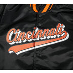 NFL CINCINNATI BENGALS SCRIPT TAIL MEN'S SATIN JACKET (BLACK/ORANGE)