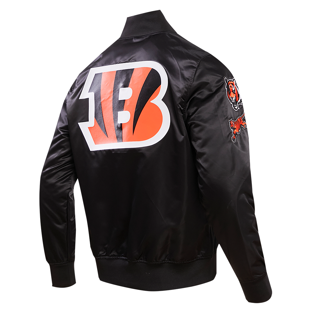 NFL CINCINNATI BENGALS CLASSIC SATIN MEN'S SATIN JACKET (BLACK)