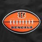 NFL CINCINNATI BENGALS OLD ENGLISH MEN'S RIB SATIN JACKET (BLACK/ORANGE)
