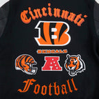 NFL CINCINNATI BENGALS OLD ENGLISH MEN'S RIB WOOL VARSITY JACKET (BLACK/ORANGE)