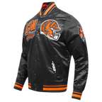 NFL CINCINNATI BENGALS MASH UP MEN'S RIB SATIN JACKET (BLACK/ORANGE)