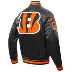 NFL CINCINNATI BENGALS MASH UP MEN'S RIB SATIN JACKET (BLACK/ORANGE)