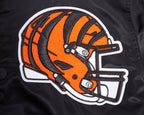 NFL CINCINNATI BENGALS MASH UP MEN'S RIB SATIN JACKET (BLACK/ORANGE)
