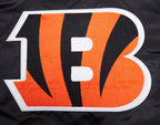 NFL CINCINNATI BENGALS MASH UP MEN'S RIB SATIN JACKET (BLACK/ORANGE)