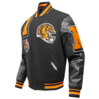 NFL CINCINNATI BENGALS MASH UP BLOUSON COLLÉGIAL EN LAINE À BORDS CÔTELÉS POUR HOMME (NOIR/ORANGE)