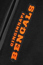 NFL CINCINNATI BENGALS MASH UP BLOUSON COLLÉGIAL EN LAINE À BORDS CÔTELÉS POUR HOMME (NOIR/ORANGE)