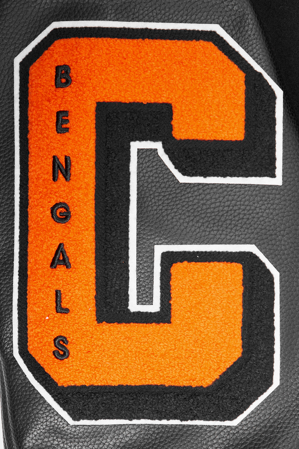 NFL CINCINNATI BENGALS MASH UP BLOUSON COLLÉGIAL EN LAINE À BORDS CÔTELÉS POUR HOMME (NOIR/ORANGE)