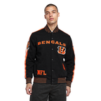 NFL CINCINNATI BENGALS BLOUSON PRO GAME DAY EN MAILLE DOUBLE POUR HOMME (NOIR/ORANGE/BLANC)