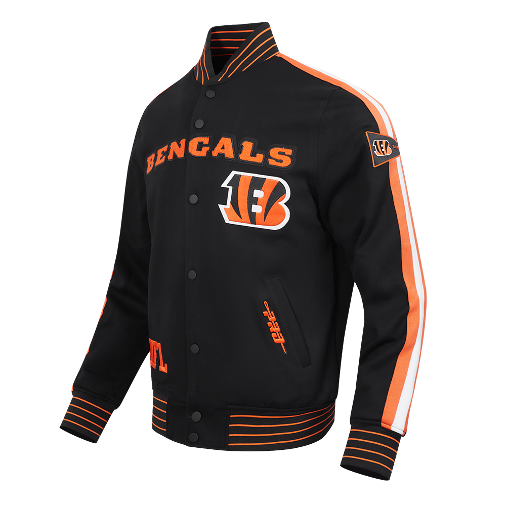 NFL CINCINNATI BENGALS BLOUSON PRO GAME DAY EN MAILLE DOUBLE POUR HOMME (NOIR/ORANGE/BLANC)