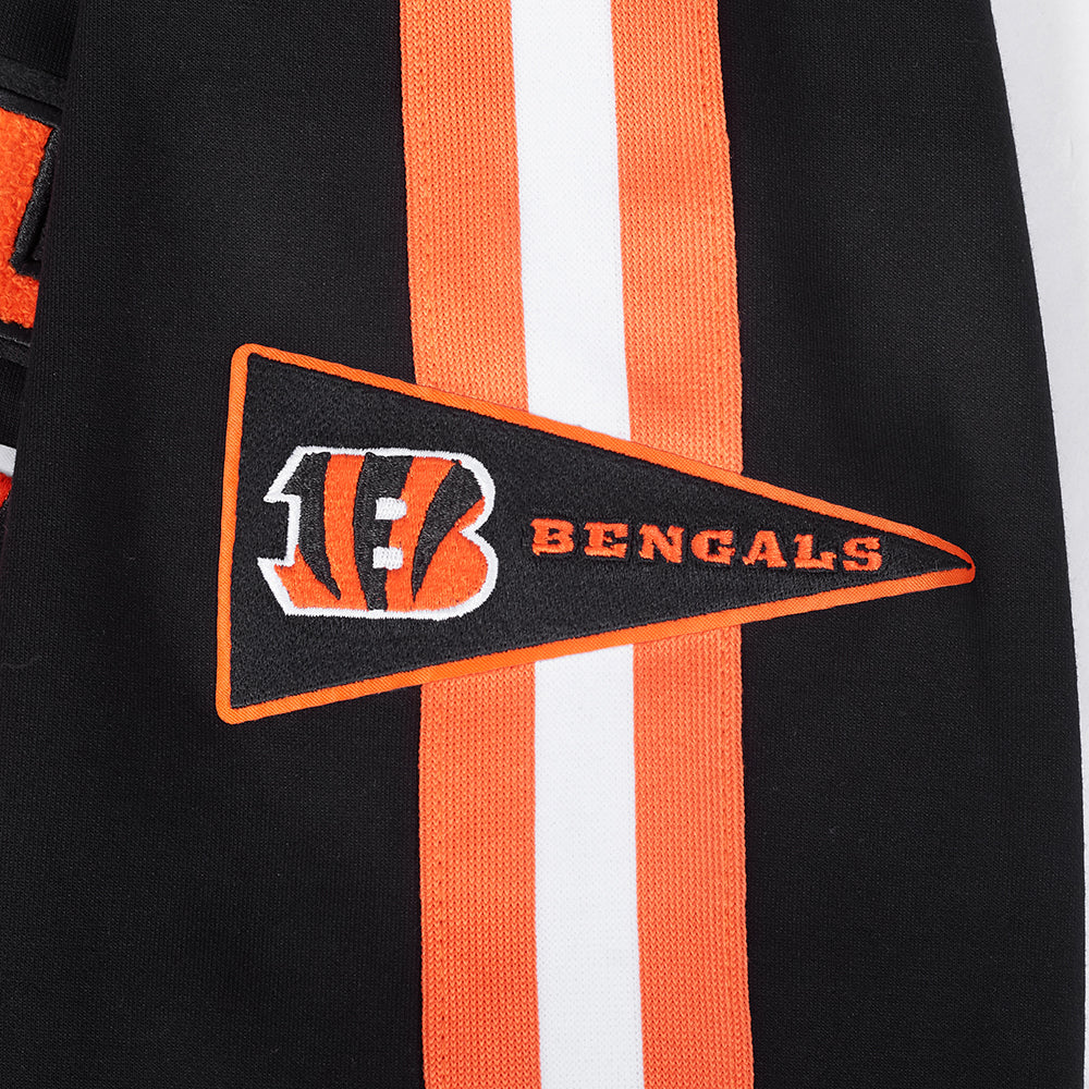 NFL CINCINNATI BENGALS BLOUSON PRO GAME DAY EN MAILLE DOUBLE POUR HOMME (NOIR/ORANGE/BLANC)