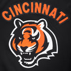NFL CINCINNATI BENGALS BLOUSON PRO GAME DAY EN MAILLE DOUBLE POUR HOMME (NOIR/ORANGE/BLANC)