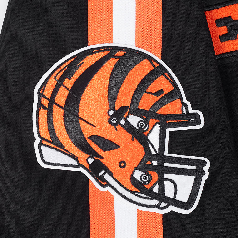 NFL CINCINNATI BENGALS BLOUSON PRO GAME DAY EN MAILLE DOUBLE POUR HOMME (NOIR/ORANGE/BLANC)