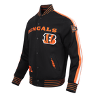 NFL CINCINNATI BENGALS BLOUSON PRO GAME DAY EN MAILLE DOUBLE POUR HOMME (NOIR/ORANGE/BLANC)
