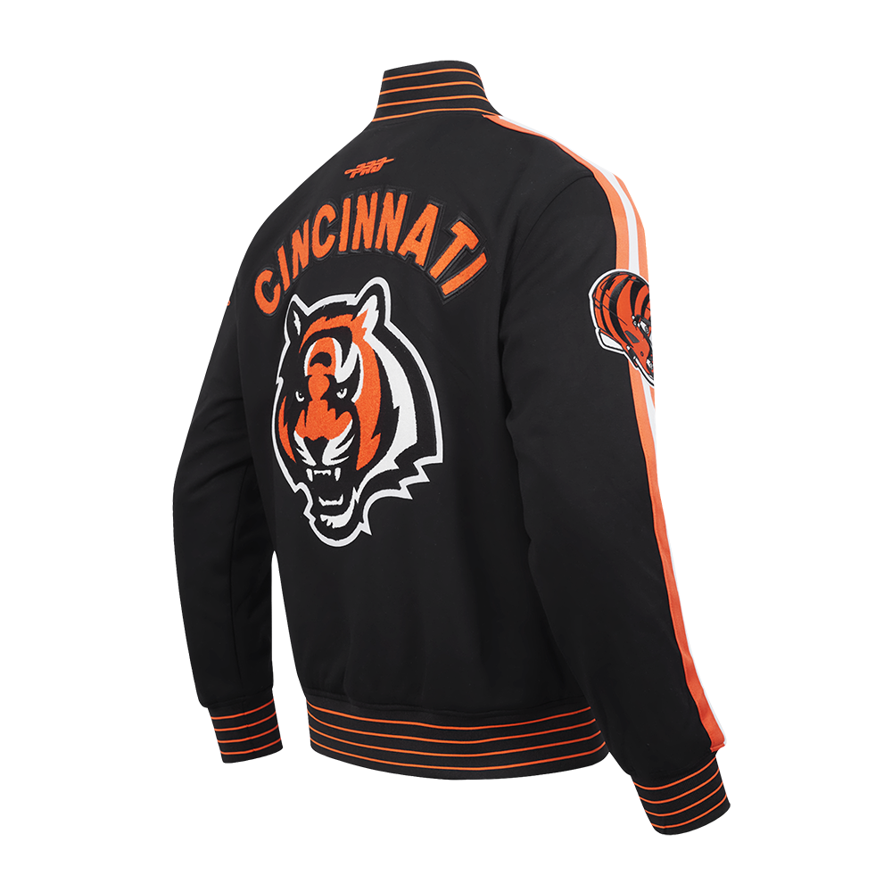 NFL CINCINNATI BENGALS BLOUSON PRO GAME DAY EN MAILLE DOUBLE POUR HOMME (NOIR/ORANGE/BLANC)