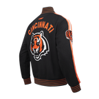 NFL CINCINNATI BENGALS BLOUSON PRO GAME DAY EN MAILLE DOUBLE POUR HOMME (NOIR/ORANGE/BLANC)