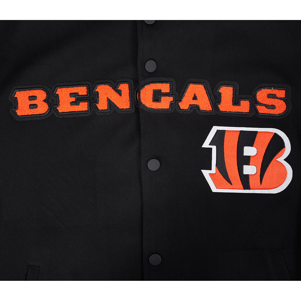 NFL CINCINNATI BENGALS BLOUSON PRO GAME DAY EN MAILLE DOUBLE POUR HOMME (NOIR/ORANGE/BLANC)