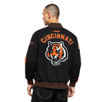 NFL CINCINNATI BENGALS BLOUSON PRO GAME DAY EN MAILLE DOUBLE POUR HOMME (NOIR/ORANGE/BLANC)