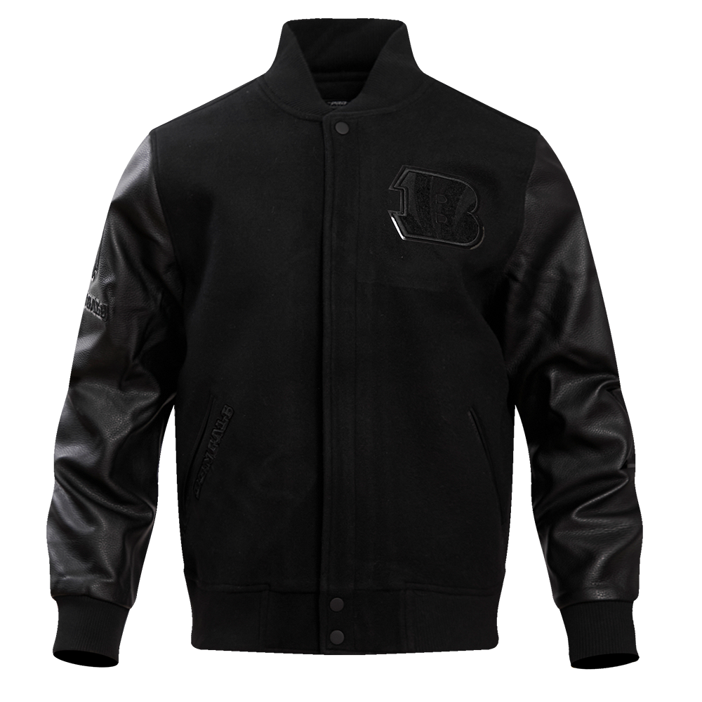 NFL CINCINNATI BENGALS TRIPLE BLACK BLOUSON COLLÉGIAL À LOGO POUR HOMME (TRIPLE NOIR)