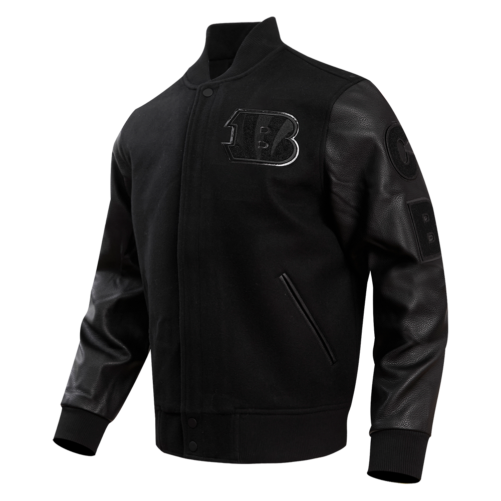 NFL CINCINNATI BENGALS TRIPLE BLACK BLOUSON COLLÉGIAL À LOGO POUR HOMME (TRIPLE NOIR)
