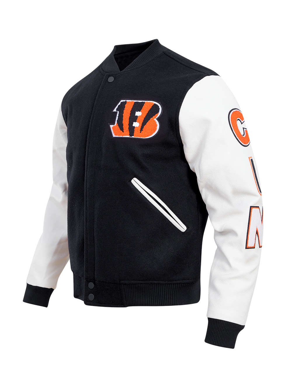 NFL CINCINNATI BENGALS CLASSIC WOOL MEN'S VARSITY JACKET (BLACK/WHITE)