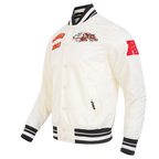 NFL CINCINNATI BENGALS RETRO CLASSIC BLOUSON EN SATIN À BORDS CÔTELÉS POUR HOMME (COQUILLE D'ŒUF/NOIR)