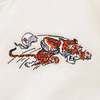 NFL CINCINNATI BENGALS RETRO CLASSIC BLOUSON EN SATIN À BORDS CÔTELÉS POUR HOMME (COQUILLE D'ŒUF/NOIR)