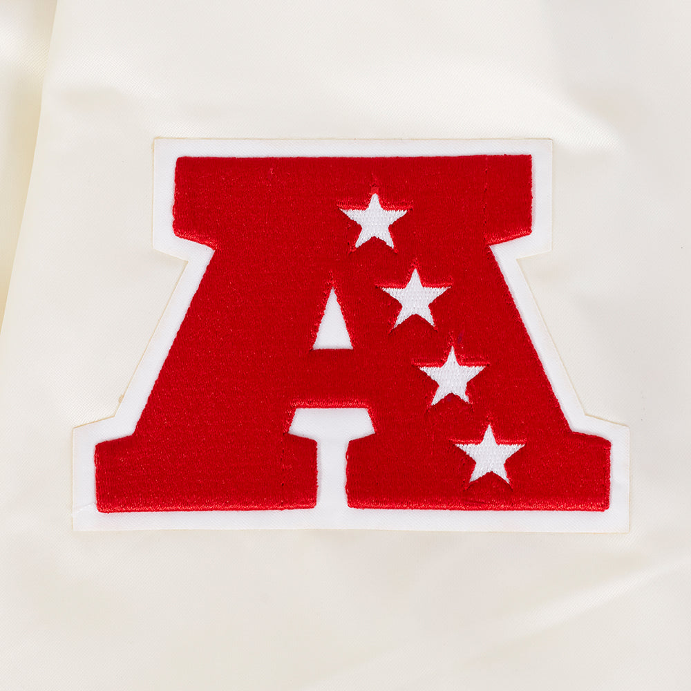 NFL CINCINNATI BENGALS RETRO CLASSIC BLOUSON EN SATIN À BORDS CÔTELÉS POUR HOMME (COQUILLE D'ŒUF/NOIR)