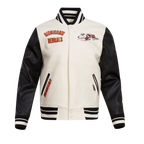 NFL CINCINNATI BENGALS RETRO CLASSIC MEN'S RIB WOOL VARSITY JACKET (EGGSHELL/ BLACK)