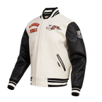 NFL CINCINNATI BENGALS RETRO CLASSIC MEN'S RIB WOOL VARSITY JACKET (EGGSHELL/ BLACK)