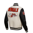 NFL CINCINNATI BENGALS RETRO CLASSIC MEN'S RIB WOOL VARSITY JACKET (EGGSHELL/ BLACK)