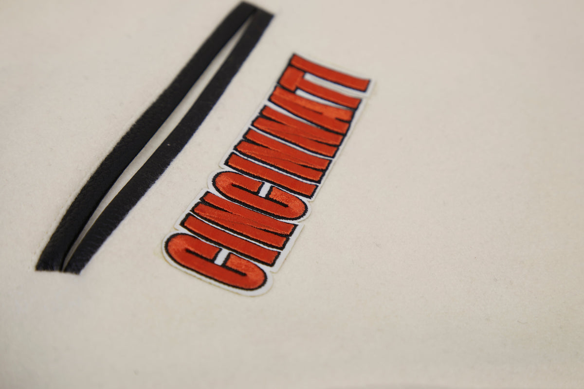 NFL CINCINNATI BENGALS RETRO CLASSIC MEN'S RIB WOOL VARSITY JACKET (EGGSHELL/ BLACK)
