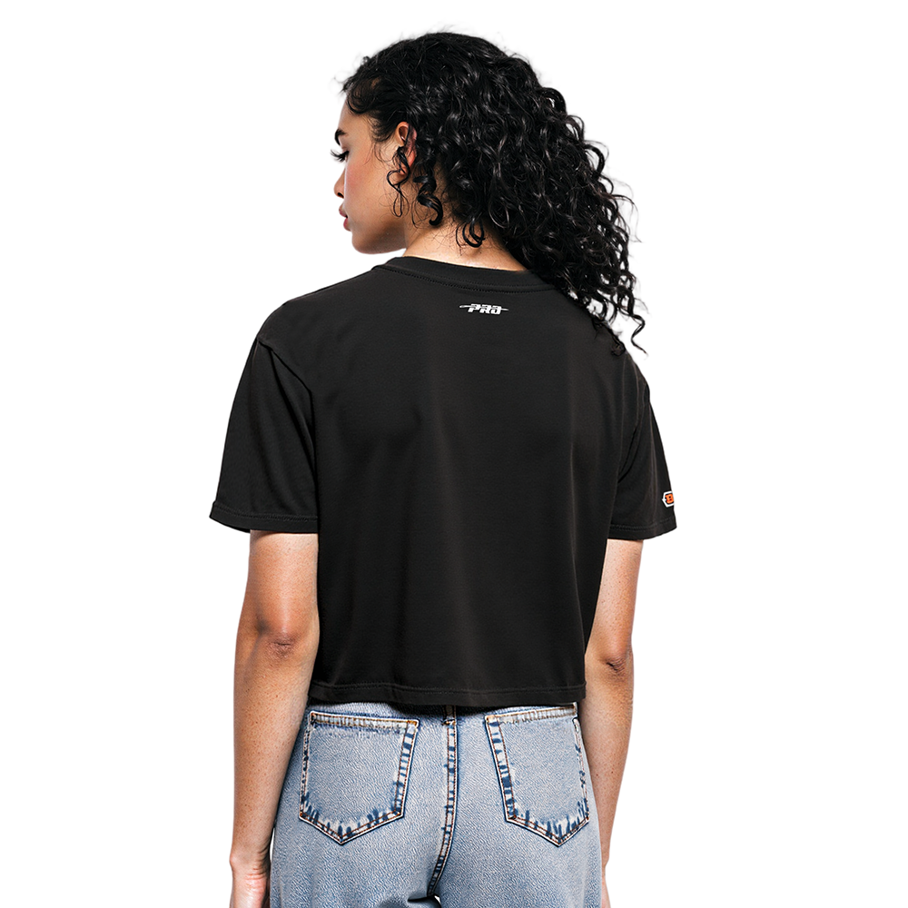 NFL CINCINNATI BENGALS SCRIPT TAIL T-SHIRT EN JERSEY SIMPLE À COUPE CARRÉE POUR FEMME (NOIR)