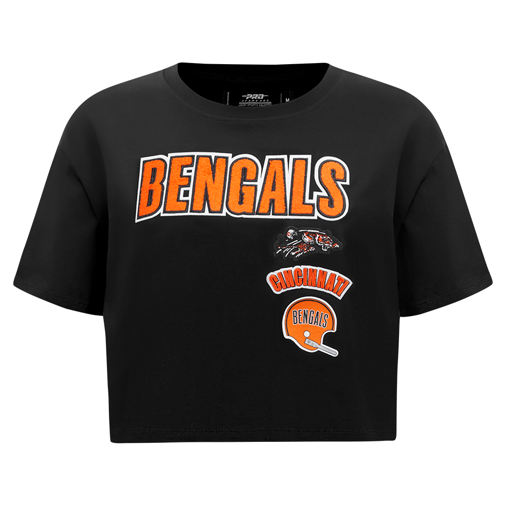 NFL CINCINNATI BENGALS RETRO CLASSIC T-SHIRT À COUPE CARRÉE POUR FEMME (NOIR)