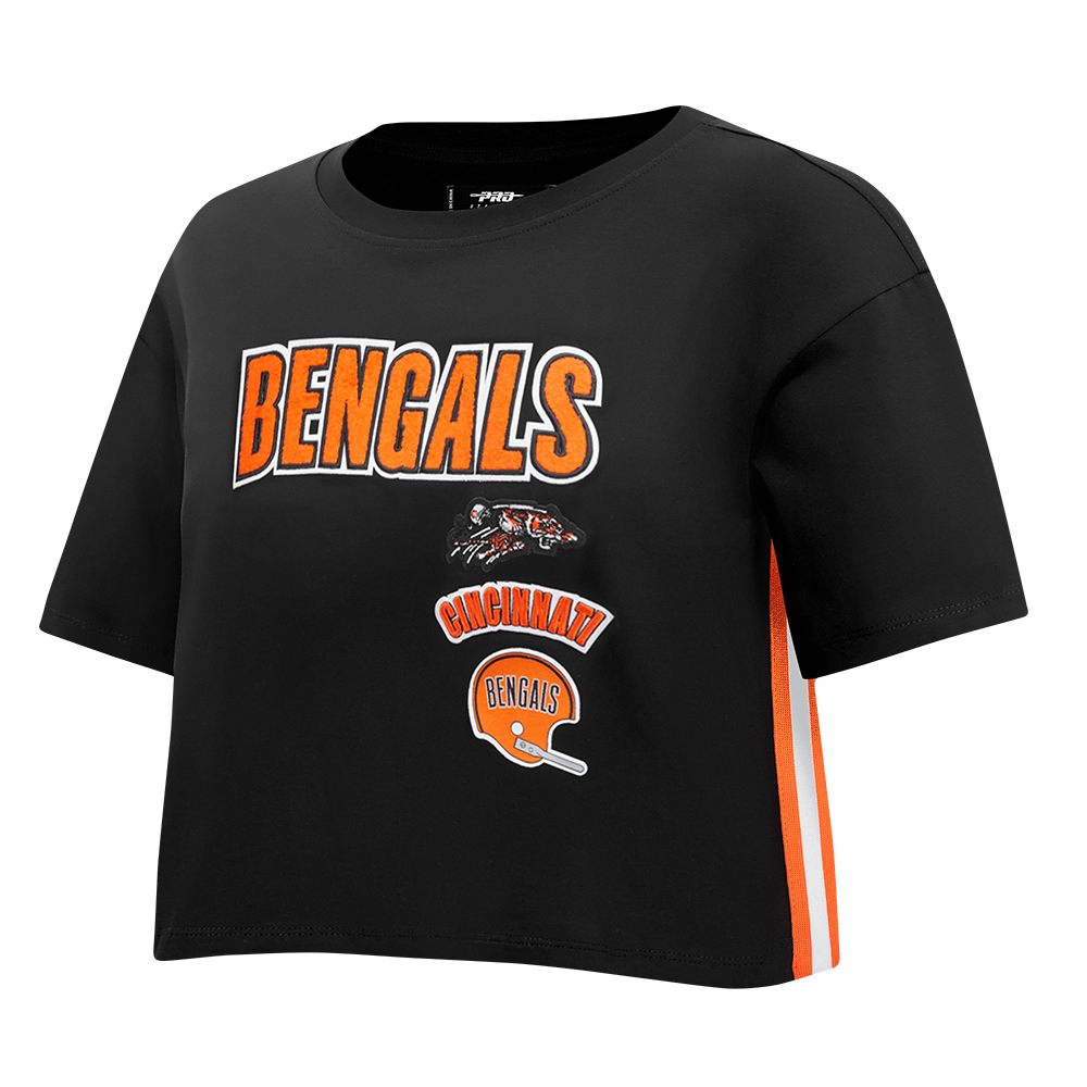 NFL CINCINNATI BENGALS RETRO CLASSIC T-SHIRT À COUPE CARRÉE POUR FEMME (NOIR)